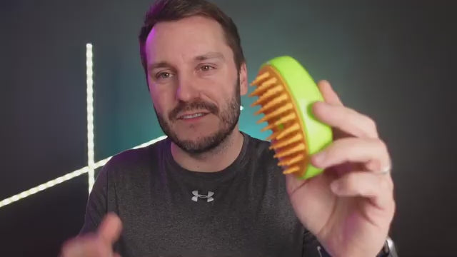 Cargar video: video describing the pet/cat steam brush. it goes over the features and description of the product and why its good for your cat.